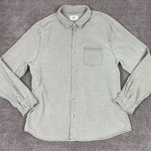 Marine Layer Selvage Shirt Men's Large Gray Button Up Down Long Sleeve Stretch - Picture 1 of 12